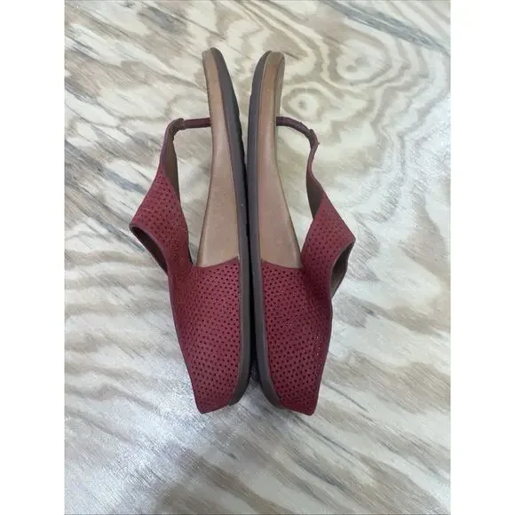 FitFlop Banda Perforated Leather Thong Toe-Post Sandal Size 5 Red Comfort Casual - Picture 7 of 8